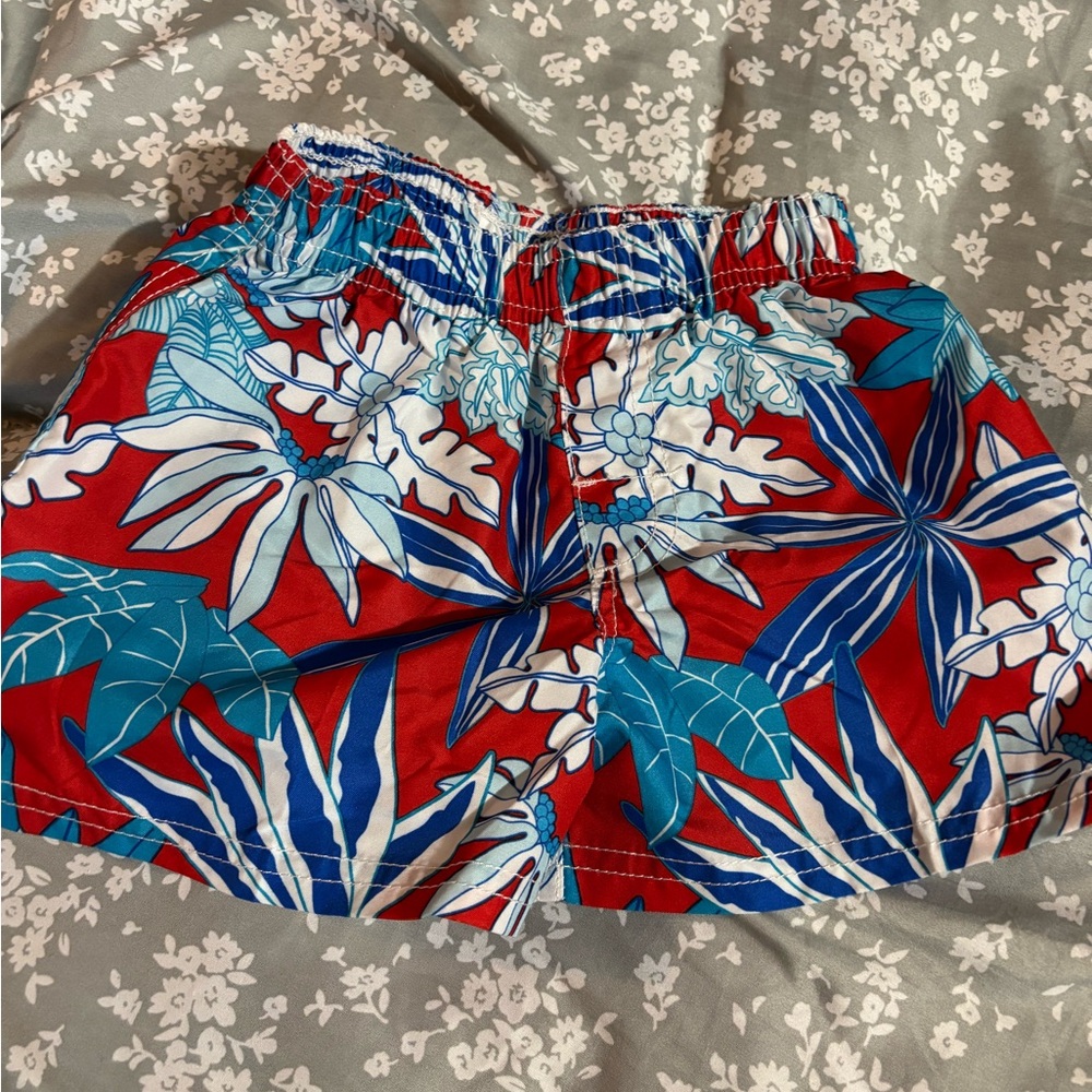 Tropical Red and Blue Boy Swim trunks